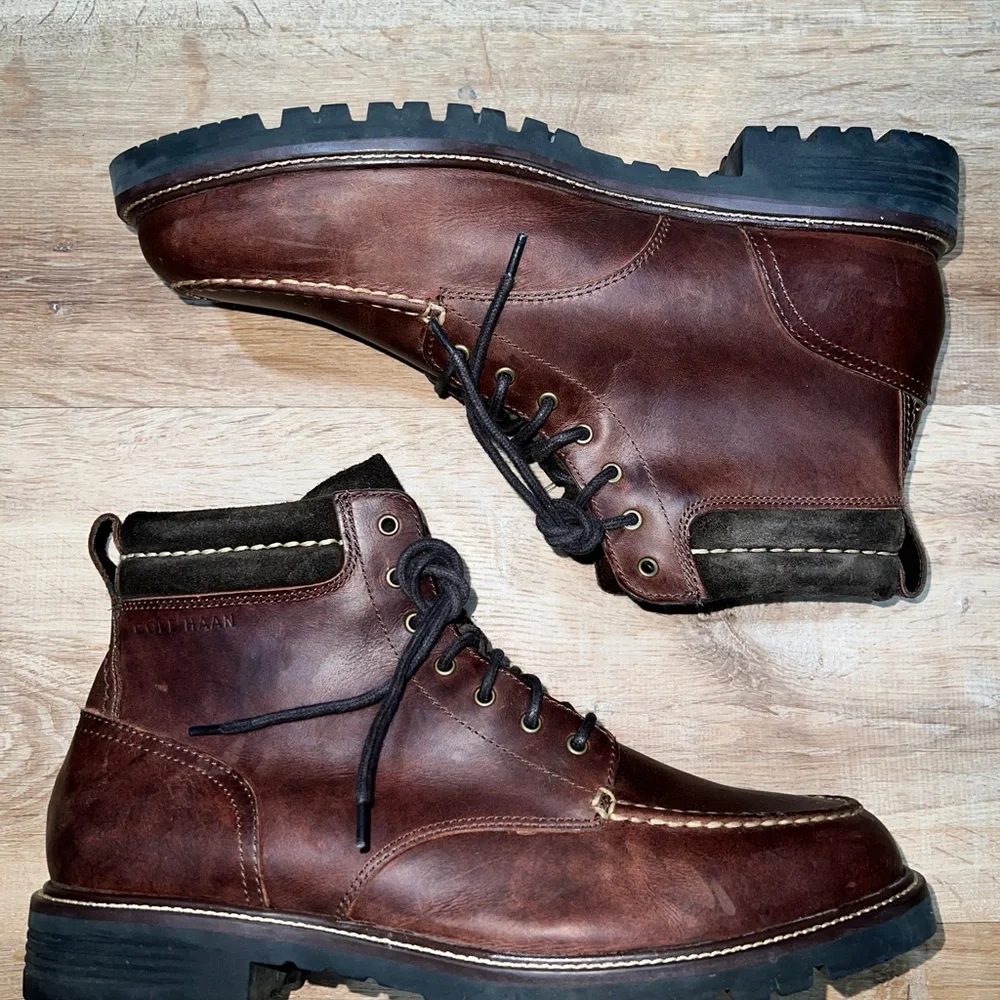 Cole Haan Brown Leather Moc Toe Boots